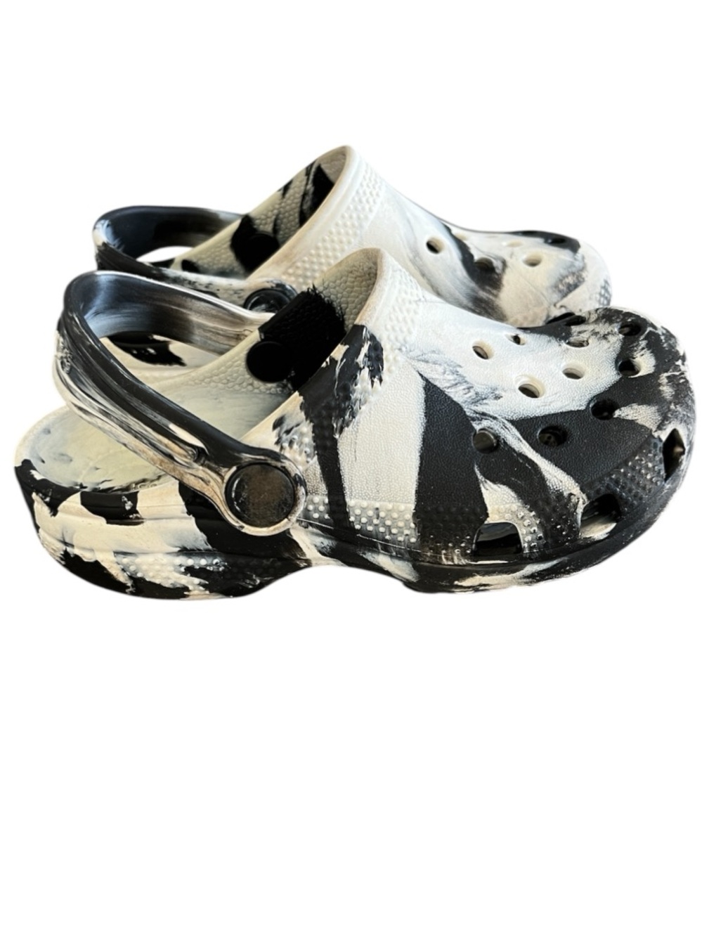Crocs | Kids Swirly Classic Clogs | Black and White | Size 10
